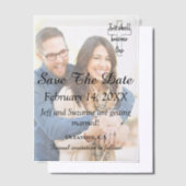 写真クリスチャンの発表の日付を保存婚約したする ベラム紙招待状 (オフセット)