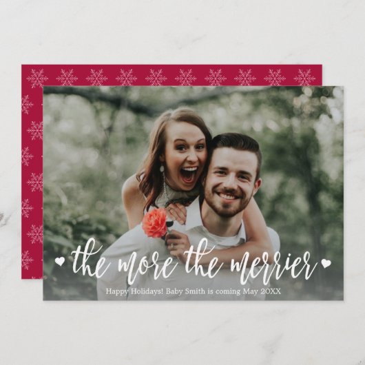 写真クリスマスの妊娠告知カード 招待状 (正面/裏面)