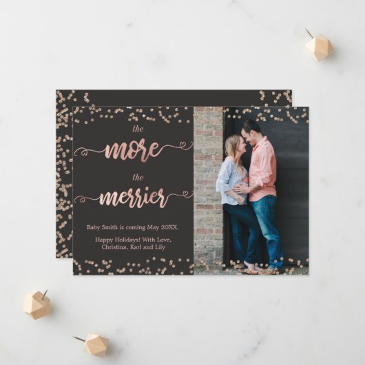 写真クリスマスの妊娠告知カード 案内状 (正面/裏面インサイチュ)