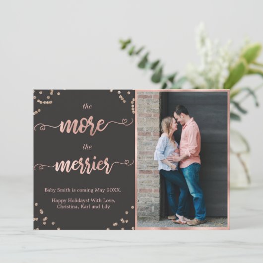 写真クリスマスの妊娠告知カード 案内状 (スタンド正面)