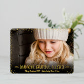 写真クリスマスサンクスサンクス感謝賛美の金ゴールド 箔シーズンカード (立ち正面)