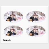 写真クリスマスステッカー 楕円形シール (シート)