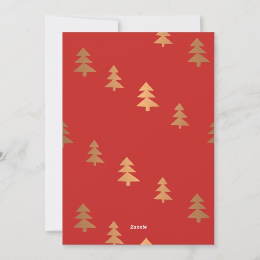 写真クリスマスツリーデコールバラ金ゴールド喜び シーズンカード (裏面)