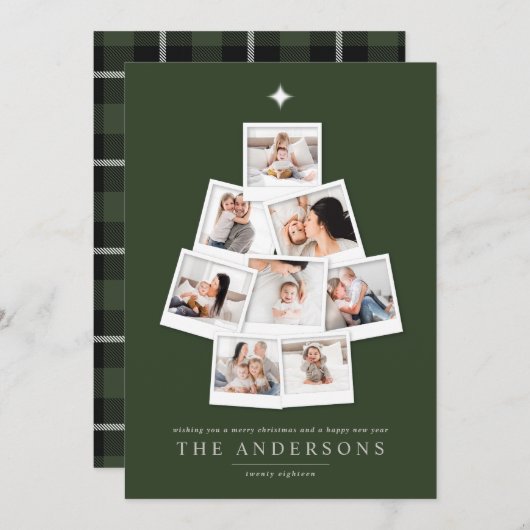 写真クリスマスツリー数々の写真の休日 シーズンカード (正面/裏面)