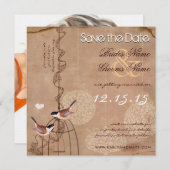 写真クリスマスバードケージウェディング日付を保存 招待状 (正面/裏面)