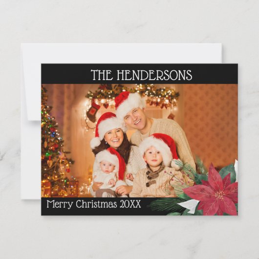 写真クリスマスポインセティアホリデーカード シーズンカード (正面)