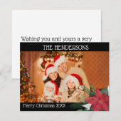 写真クリスマスポインセティアホリデーカード シーズンカード (正面/裏面)