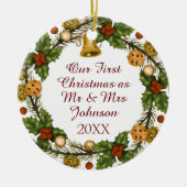 写真クリスマスリース初めてのクリスマスミセス・セラ セラミックオーナメント (正面)