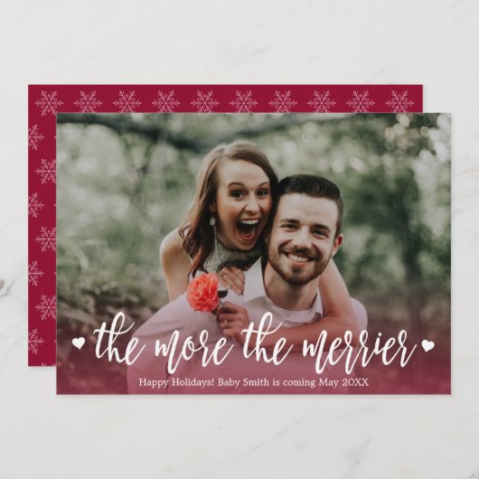写真クリスマス妊娠告知カード 招待状 (正面/裏面)