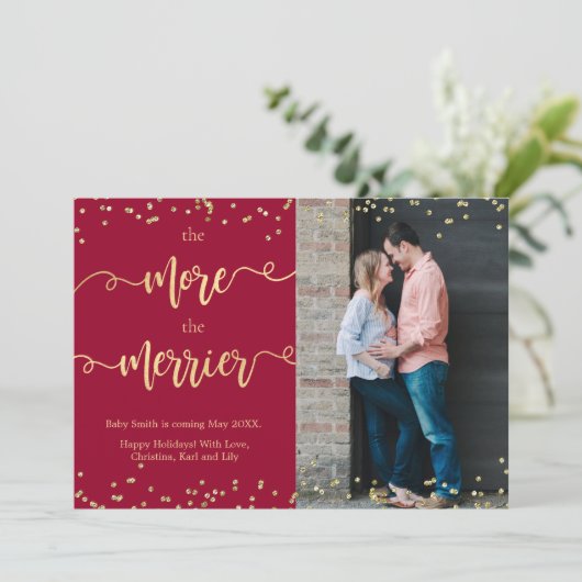 写真クリスマス妊娠告知カード 案内状 (スタンド正面)