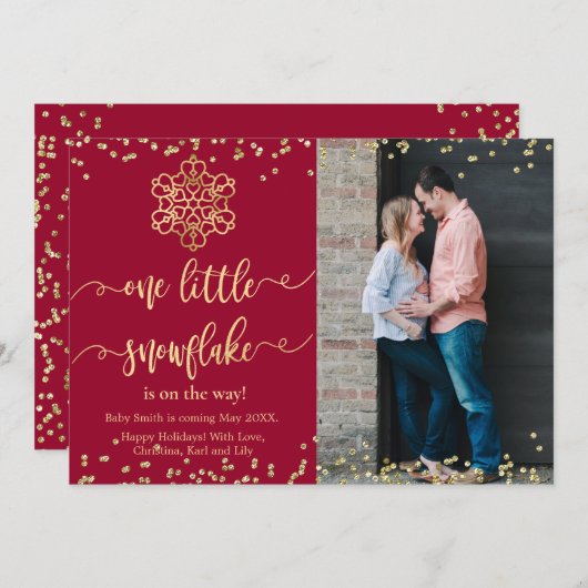 写真クリスマス妊娠告知カード 案内状 (正面/裏面)
