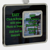 写真クリック上で自分の写真を作成する簡単 シルバープレートフレームオーナメント (右)