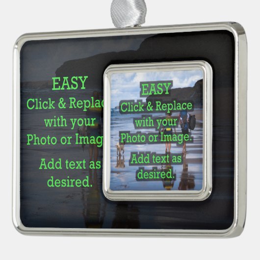 写真クリック上で自分の写真を作成する簡単 シルバープレートフレームオーナメント (左)