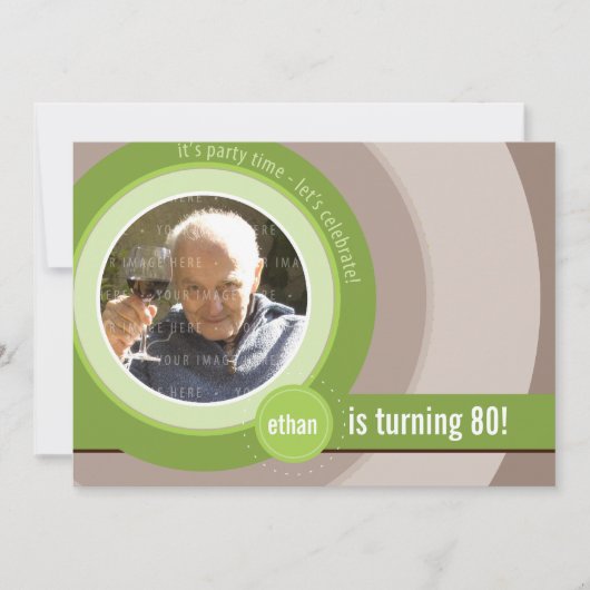 写真クール誕生日招待状:：円形5L 招待状 (正面)