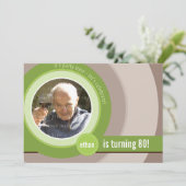 写真クール誕生日招待状:：円形5L 招待状 (スタンド正面)