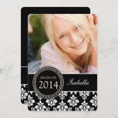 写真グガーリーラッド招待状|白黒ダマスク 招待状 (正面/裏面)
