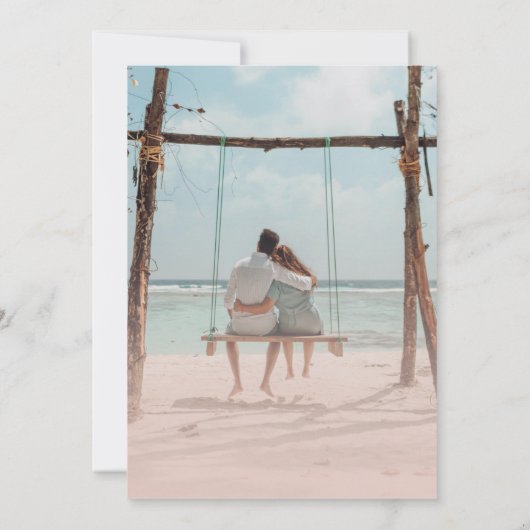 写真グラデーション付きピンク&ブルー結婚式招待状 招待状 (裏面)