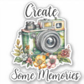 写真グラフィックスと引用文 |ヴィンテージカメラ シール (正面)