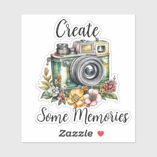 写真グラフィックスと引用文 |ヴィンテージカメラ シール (シート)