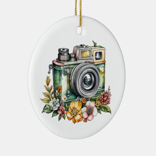 写真グラフィックスと引用文 |ヴィンテージカメラ セラミックオーナメント (右)