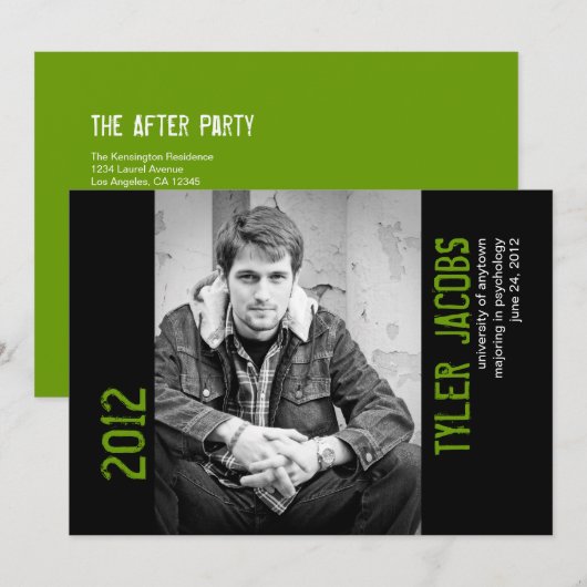 写真グランジ卒業発表 案内状 (正面/裏面)