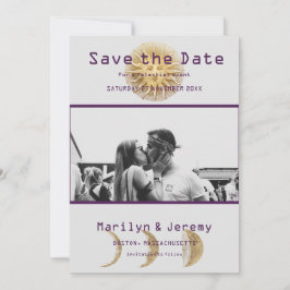 写真グランジ紫〔占星術の〕十二宮図フラット日付の保存 セーブザデート