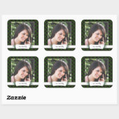 写真グリーンチェッククリスマスギフトタグステッカー スクエアシール (シート)