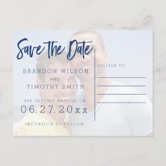 写真ゲイの日付はがきを保存結婚 案内ポストカード (裏面)