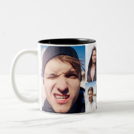 写真コラージュあなたの顔をマグカップに置く ツートーンマグカップ