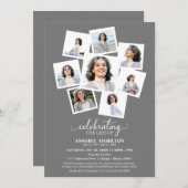 写真コラージュお祝い・オブ・ライフ・メモリアル 招待状 (正面/裏面)