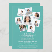 写真コラージュお祝い・オブ・ライフ・メモリアル 招待状 (正面/裏面)