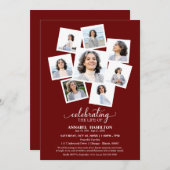 写真コラージュお祝い・オブ・ライフ・メモリアル 招待状 (正面/裏面)