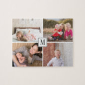 写真コラージュとモノグラム4枚の家族の写真 ジグソーパズル (横)