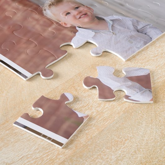 写真コラージュとモノグラム4枚の家族の写真 ジグソーパズル (側面)