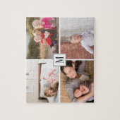 写真コラージュとモノグラム4枚の家族の写真 ジグソーパズル (縦)