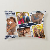 写真コラージュと5写真ブルーと白ママ アクセントクッション (正面)