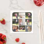 写真コラージュと9枚の写真と白縁ど スタンダードカクテルナプキン (インサイチュ)