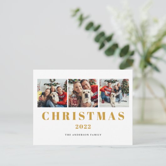 写真コラージュのクリスマス シーズンポストカード (スタンド正面)