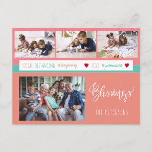 写真コラージュのホームステイの家族の愛のメッセージ ポストカード