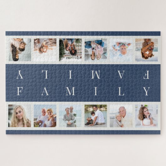 写真コラージュのミラー化された家族チームの競争 ジグソーパズル (横)