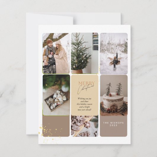 写真コラージュのメリークリスマスグリーティング5 シーズンカード (正面)