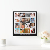 写真コラージュの一種パーソナライズされた スクエア壁時計 (ホーム)