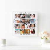 写真コラージュの一種パーソナライズされた スクエア壁時計 (ホーム)