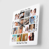 写真コラージュの一種パーソナライズされた スクエア壁時計 (傾斜)