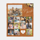 写真コラージュの家族与え名感謝していThanksgiving フリースブランケット (正面)