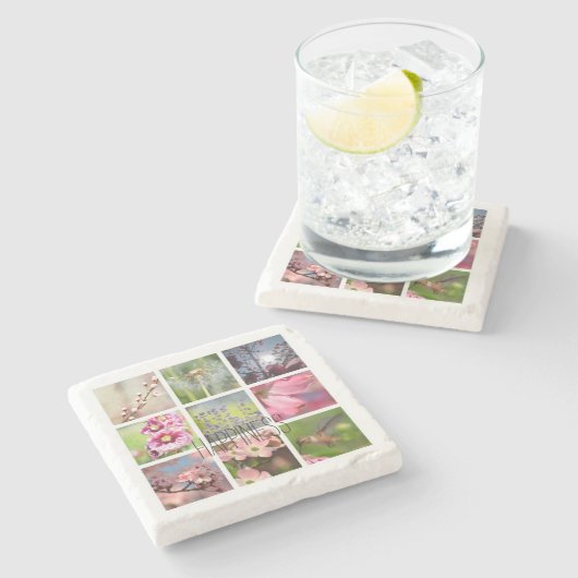 写真コラージュの幸せを作成する ストーンコースター (横)