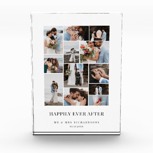 写真コラージュの後ミニマル結婚に幸せに フォトブロック (正面)