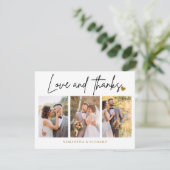写真コラージュの愛と感謝していの結婚3つ サンキューカード (スタンド正面)