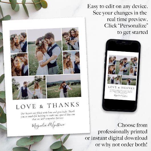 写真コラージュの愛感謝していと結婚の サンキューカード