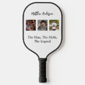 写真コラージュの男の神話の伝説ホワイト ピックルボールラケット (正面)